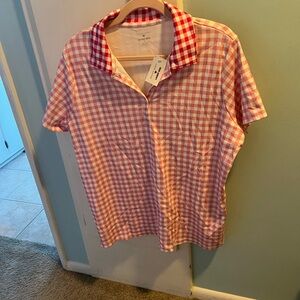 Lands End Draper James gingham pink shirt size 1x
